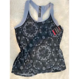 NYL sport racer back tank | women’s LARGE | black and grey